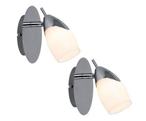 Lot de 2 appliques murales LED Applique murale, ajustable, métal argenté laqué verre satiné, G9 3 watts 210 lumens, couloir salon cage d'escalier