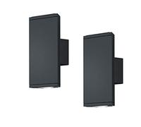 Lot de 2 appliques murales LED d'extérieur anthracite avec effet lumineux Up Down - Hauteur : 20 cm