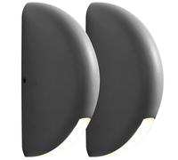 Lot de 2 appliques murales LED, lampes d'extérieur, lampes de jardin, en aluminium gris et verre, H 20 cm
