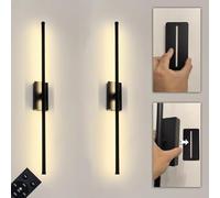 Lot de 2 appliques murales noires à base étroite et rechargeables, avec charge USB, sans fil, sans câblage, pour salon, couloir, salle de bain (71 cm, noir)