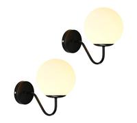 Lot de 2 Appliques murales Noires, Lampe Murale Moderne du Milieu du siècle avec Abat-Jour Globe en Acrylique, Mini luminaires muraux de 23 cm pour Salon, Chambre à Coucher, Couloir, Douille G9