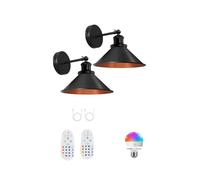 Lot de 2 appliques murales rechargeables alimentées par piles à intensité variable avec télécommande, fil réglable à 270°, parfait pour la décoration de la maison (noir)