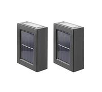 Lot de 2 Appliques murales solaires à LED, éclairage de Jardin, éclairage de sécurité à capteur Solaire, Spot d'extérieur carré, Lampes murales extérieures pour Jardin, terrasse, Cour
