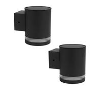 Lot de 2 Appliques Murales Solaires Gris Foncé HELIO - Design Cylindrique Moderne, LED à Lumière Blanc Chaud, Étanches et Idéales pour Jardin, Terrasse et Extérieur