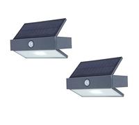 Lot de 2 appliques murales solaires LED avec détecteur de mouvement Anthracite Largeur 17,6 cm