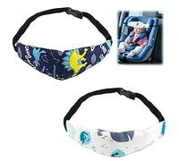 Lot de 2 appuie-tête de voiture pour enfant - Protection contre la boucle - Support de tête pour siège enfant - Bandeau de voiture - Réglable - En coton doux - Bandeau pour enfant - Pour dormir en