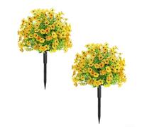 Lot de 2 arbres artificiels de 61 cm - Belles boules topiaires en buis pour n'importe quel espace (violet-jaune)
