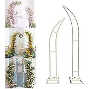 Lot de 2 arches de jardin en forme de lune avec 5 outils floraux pour décoration de mariage, 3 couleurs/3 tailles - 1,8 m + 2,1 m