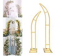 Lot de 2 arches de jardin en forme de lune avec outils floraux pour décoration d'événement 3 couleurs et tailles Doré 2,1 m et 2,5 m Parfait pour les fêtes.