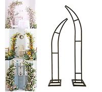 Lot de 2 arches de jardin en forme de lune pour mariage, événement, avec 5 outils floraux, 3 options de couleur et de taille, parfaites pour la décoration de cérémonie, noir, 2,1 m et 2,5 m