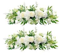 Lot de 2 arches de roses blanches artificielles décoratives, arrangement floral, arche de mariage, décoration florale pour rideaux transparents, porte, fête de mariage, décoration murale (blanc)