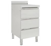 Lot de 2 armoires de cuisine gastro en acier inoxydable avec 3 tiroirs, pieds réglables en hauteur, 50 x 60 x 95-96 cm, convient à un usage alimentaire, pour les besoins de restauration, restaurant
