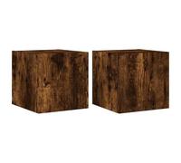 Lot de 2 armoires TV murales avec éclairage - Chêne fumé - Armoire moderne pour salon, chambre à coucher - Élégant et pratique
