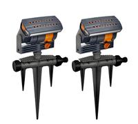 Lot de 2 arroseurs carrés - 16 trous - Avec aiguille de sol - 90 m² - Débit d'eau réglable - Pour plantes dans les jardins, pelouses, potagers