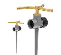 Lot de 2 arroseurs de pelouse en alliage d'aluminium avec buse en laiton à 3 bras, rotatif à 360 °, spray longue distance pour couvrir de grandes surfaces