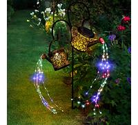 Lot de 2 arrosoirs solaires avec guirlande lumineuse,Décoration de jardin,Avec 8 modes,IP65,Étanche,En métal,Pour l'extérieur,Avec support,Guirlande lumineuse extérieure pour balcon, arbre, pelouse