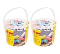 Lot de 2 articles Eberhard Faber - Craies de rue, 2 seau avec 20 craies de couleur chacun G