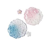 Lot de 2 assiettes à dessert en verre cristal transparent rose et bleu pour apéritif, crème glacée, fruits, gâteau à salade, pour thé de l'après-midi, mariage, fête