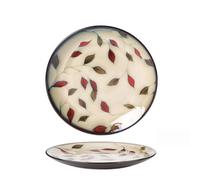 Lot de 2 assiettes à dîner en céramique, plats de service à dessert floral, 21,6 cm, assiette en porcelaine pour salade, steak, apéritif, vaisselle au design coloré pour cuisine, 2 pièces