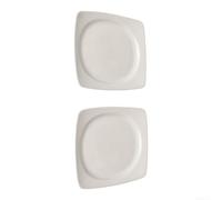 Lot de 2 assiettes carrées en mélamine blanche à bords arrondis et incassables 25 x 21 cm