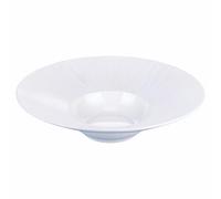 Lot de 2 assiettes creuses en porcelaine, grand bord avec rainures, Horeca