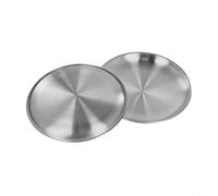 Lot de 2 assiettes de camping en acier inoxydable - Vaisselle essentielle pour salle à manger en extérieur et cuisine - Design empilable (14 x 1 cm)