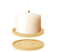 Lot de 2 assiettes décoratives en bois pour bougies de baptême - Plateau rond - Bougeoir en bois - Décoration de table - Soucoupe vintage pour décoration de table