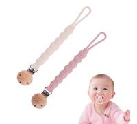 Lot de 2 Attache Tetine Silicone, Pacifier Clip Chain pour Garçons et Filles, Accroche Tetine Bebe, sans BPA, Garde la Tétine Propre