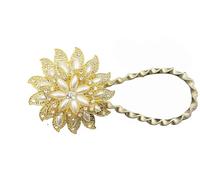 Lot de 2 Attaches de Rideaux magnétiques Brillantes avec Pinces à Rideaux en Fil d'acier à Ressort hautement élastique, idéales for la décoration de la Maison ou du Bureau(Gold and White)