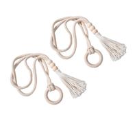Lot de 2 attaches de rideaux uniques et élégantes en corde pour rideau de hayon, perles en bois, rubans pour décoration d'intérieur