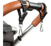 Lot de 2 attaches sac à langer pour poussette - TINEO - Mousquetons - Noir