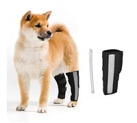 Lot de 2 attelles de jambe de chien pour pattes avant et arrière avec bandes à ressort en métal - Attelle de compression pour protéger les plaies, aide à guérir les blessures aux jambes, entorses, arthrite, déchiré ACL - Noir - Taille L