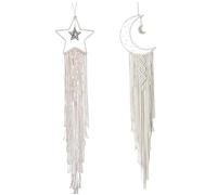 Lot de 2 attrape-rêves à suspendre au mur en macramé avec lumière, 99, 1 cm à suspendre avec frange, décoration de chambre bohème pour filles et femmes