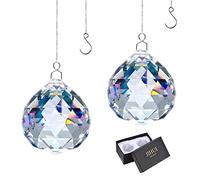 Lot de 2 Attrape-Soleil en Forme de Boule de Cristal avec chaîne pour Une Suspension Facile 40 mm