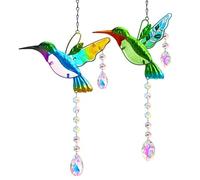 Lot de 2 Attrape-Soleil en Forme de Colibri, décoration à Suspendre pour fenêtre, décoration de fête en Cristal Arc-en-Ciel pour extérieur, intérieur, Maison, Jardin