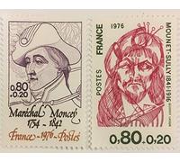 Lot de 2 Authentiques Timbres Neufs de Collection de France de 1976. Personnages célèbres