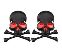Lot de 2 autocollants 3D en alliage de zinc en alliage de zinc pour voiture et moto (noir rouge)