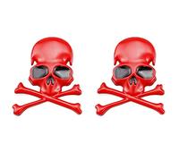Lot de 2 autocollants 3D en alliage de zinc pour voiture et moto - Rouge et noir
