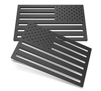 Lot de 2 autocollants 3D en forme de drapeau américain - 4 mm d'épaisseur - Découpe en acrylique - Emblème patriotique - Noir mat - Pour voiture, camion, SUV