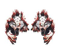 Lot de 2 autocollants 3D en forme de loup réaliste - En PET - Pour voiture, moto, fenêtre, mur, ordinateur portable