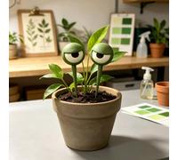 Lot de 2 autocollants 3D pour pots de fleurs en forme de visage grincheux - Pour intérieur et extérieur - Décoration de bureau - Vert