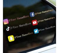 Lot de 2 autocollants 3D UV DTF personnalisés pour réseaux sociaux Nom d'utilisateur Logo Marque Décalques en vinyle personnalisé pour voitures (autocollants-1)