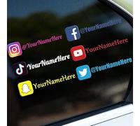 Lot de 2 autocollants 3D UV DTF personnalisés pour réseaux sociaux Nom d'utilisateur Logo Marque Décalques en vinyle personnalisé pour voitures (Stickers-1)