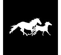Lot de 2 autocollants amusants pour voiture - Motif cheval - En vinyle - Blanc - 16 x 6,7 cm