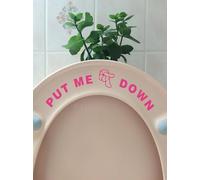 Lot de 2 autocollants amusants « Put Me Down » pour siège de toilette - Accessoires de salle de bain (rose)