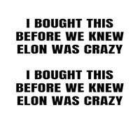 Lot de 2 autocollants anti-Elon pour pare-chocs de voiture Tesla avec inscription « I Bought This Before We Knew Elon was Crazy » et « Elon Sucks » en vinyle Noir