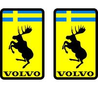 Lot de 2 autocollants avec emblèmes d'élan compatibles avec Volvo - Résistants au lavage automatique - 10 x 8 cm - Autocollants, protection UV, s'enlève sans laisser de traces (rectangulaire)