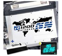 Lot de 2 autocollants bicolores pour valises latérales compatibles avec R 1200 GS et Adventure Carte Touratech Givi R1200GS R1200 (noir-bleu)