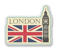 Lot de 2 autocollants Big Ben Londres pour voiture, vélo, iPad, ordinateur portable, bagages, voyage UK #4213 (10 cm de large x 8,7 cm de haut)