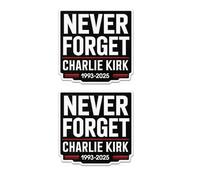 Lot de 2 autocollants Charlie Kirk Forever in Our Hearts True American Hero pour pare-chocs de voiture, RIP Charlie Kirk Silenced But Not Forgotten Freedom Worth Fighting Fly High in Lovin Memory